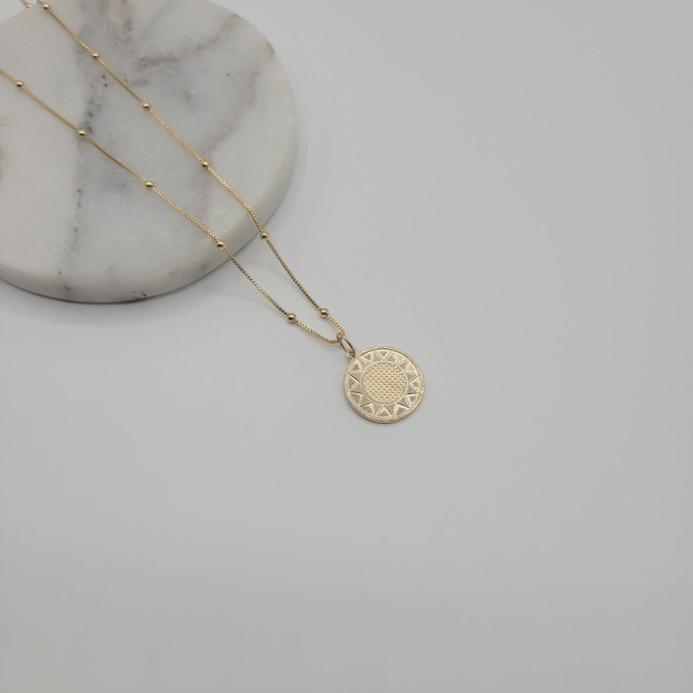18K Gold Filled Sun Medallion Necklace - Picture 5 of 5